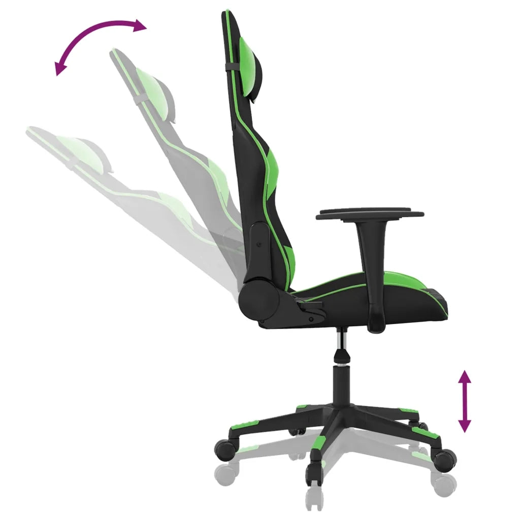 Sedia da Gaming Massaggiante Nero e Verde in Similpelle cod mxl 75873