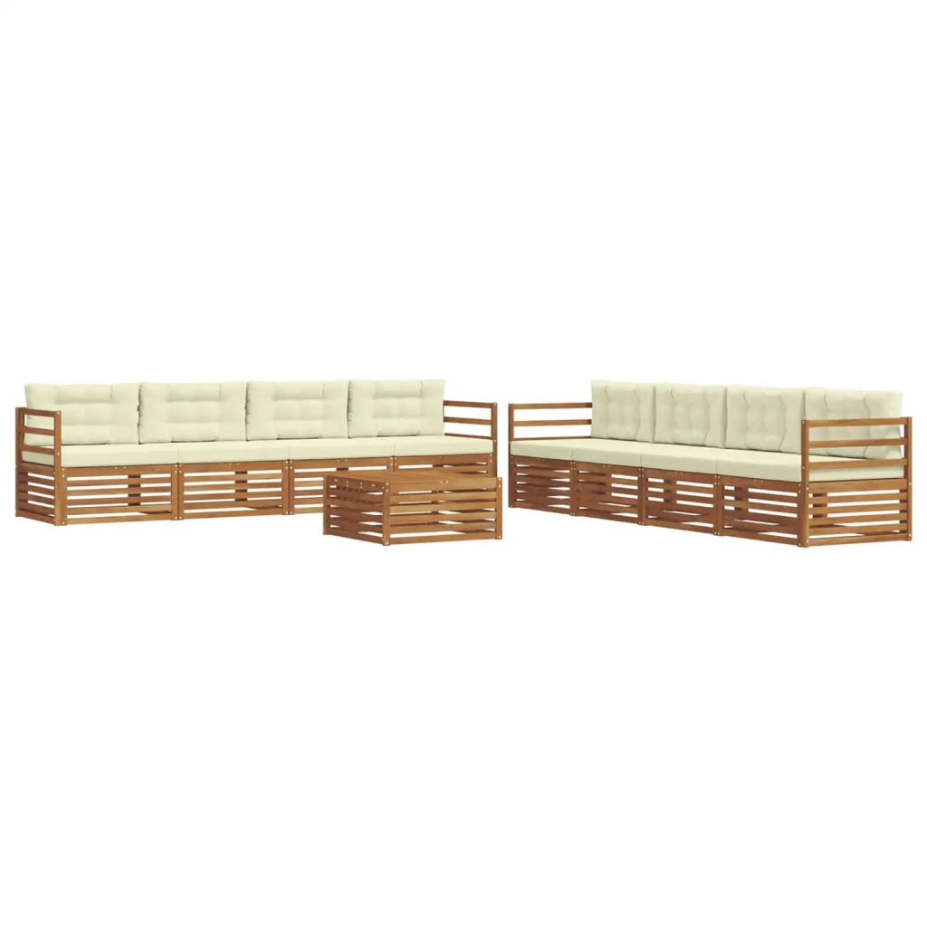 Set di divani da esterno con cuscino 9 pcs Naturale e Crema 3373200
