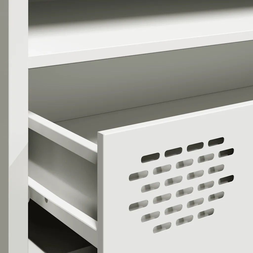 Mobile TV Bianco 202x39x43,5 cm in Acciaio Laminato a Freddo 3307160