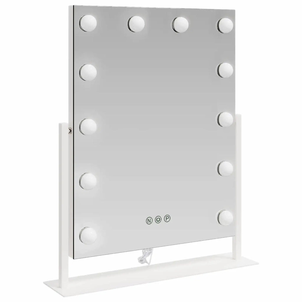 Specchio LED da Vanità Bianco 44 x 10 x 53 cm Vetro e acciaio