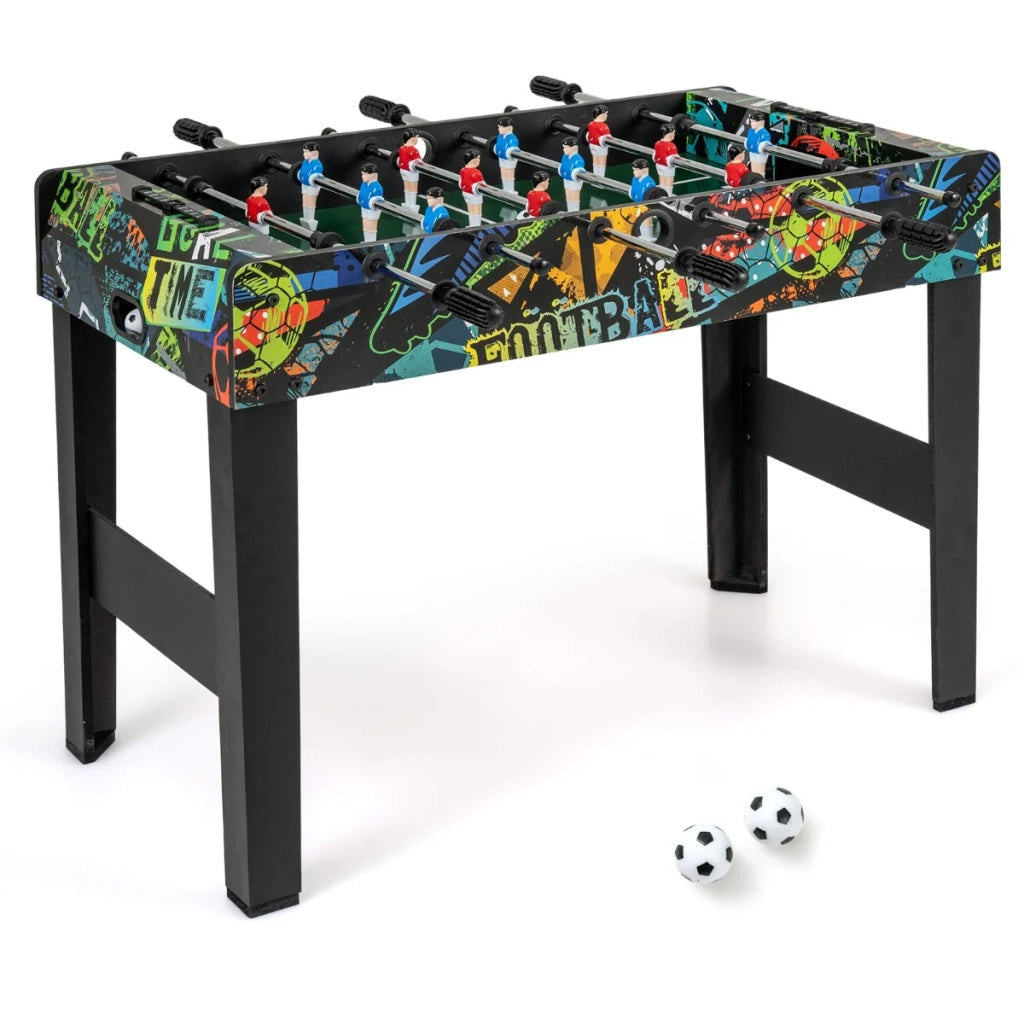Calciobalilla 2 in 1 94 x 51 x 69 cm con design realistico e aste metalliche flessibili in MDF nero 20_0018124