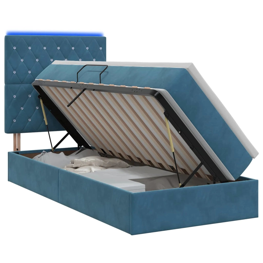 Letto con contenitore LED e materasso Blu Scuro 100 x 200 cm 3460054
