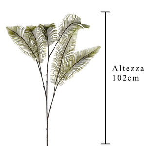 Set 3 Rami Artificiali di Cicas a 6 Diramazioni Altezza 102 cm Verde