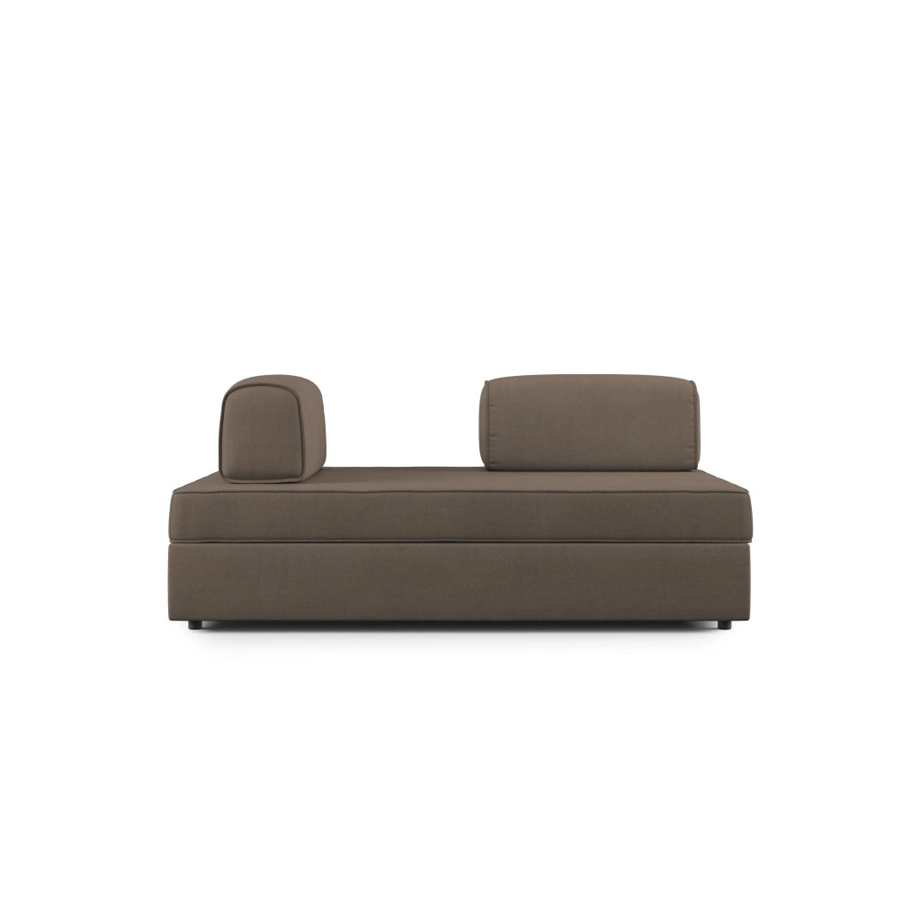 Liberty Divano con pouf estraibile e schienali movibili in tessuto morbido impermeabile T02 180 cm marrone