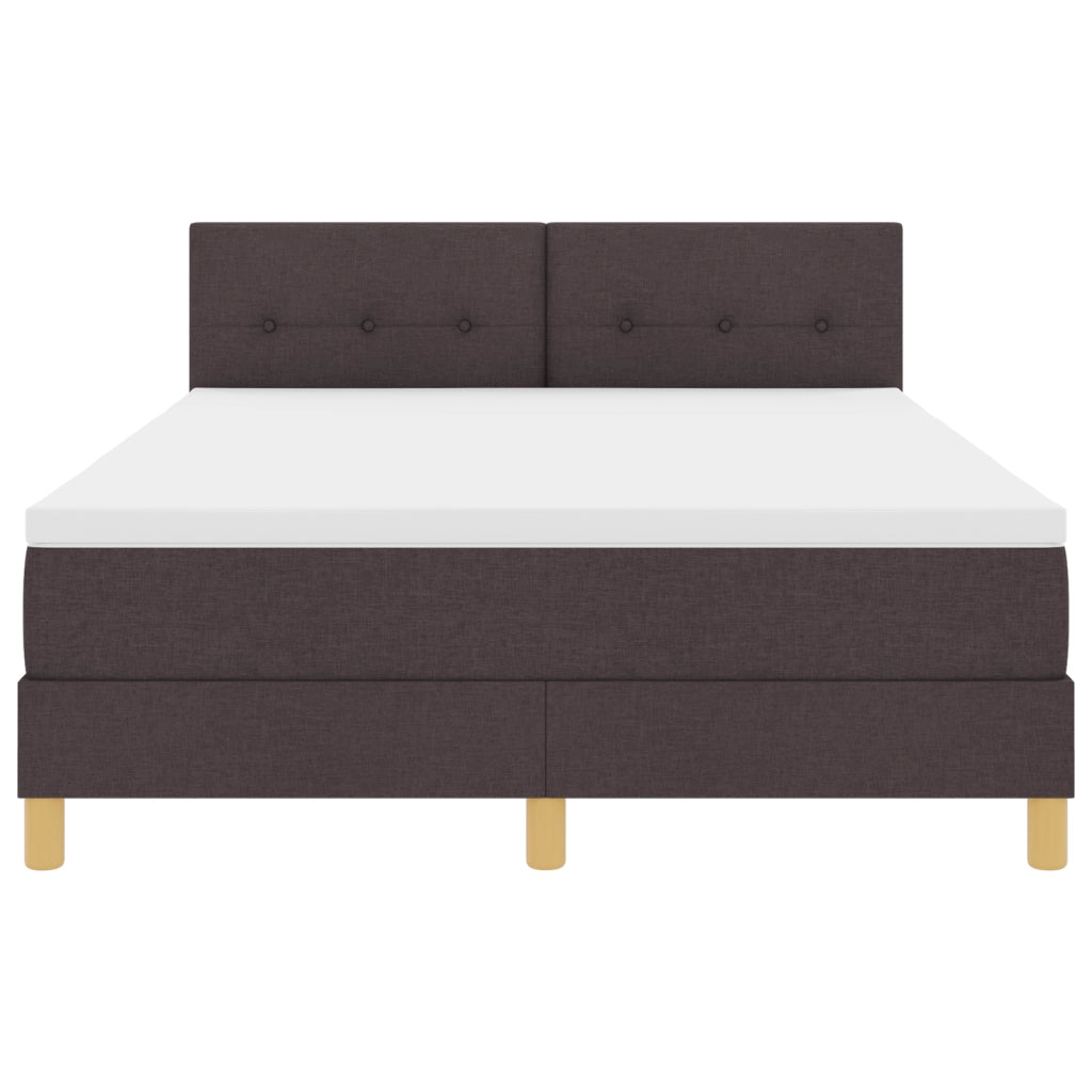Box Spring Bed con Materasso & LED Marrone Scuro 160x200 cm Tessuto