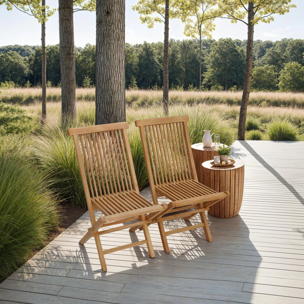 Set di 2 sedie da giardino in teak LOMBOK