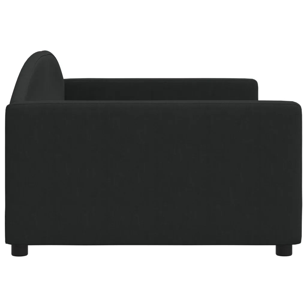 Letto da Giorno Nero 100x200 cm in Tessuto