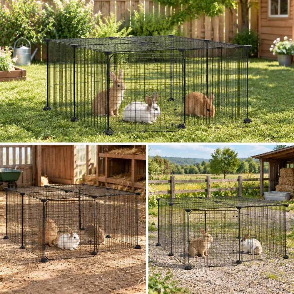 12-piece Pet Cage With Door, Black, 35x35 Cm, Steel