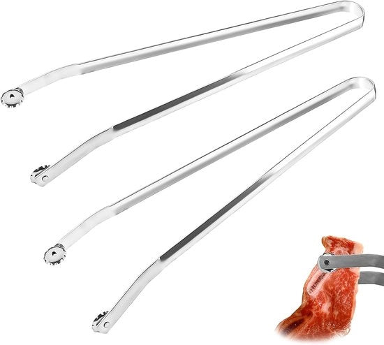 Set di 2 pinze per griglia con ruote, pinza per griglia da 39 cm con ruote, pinza per griglia con ruote per grigliare, pinza per tenere ferma la carbone, cucinare e rovesciare
