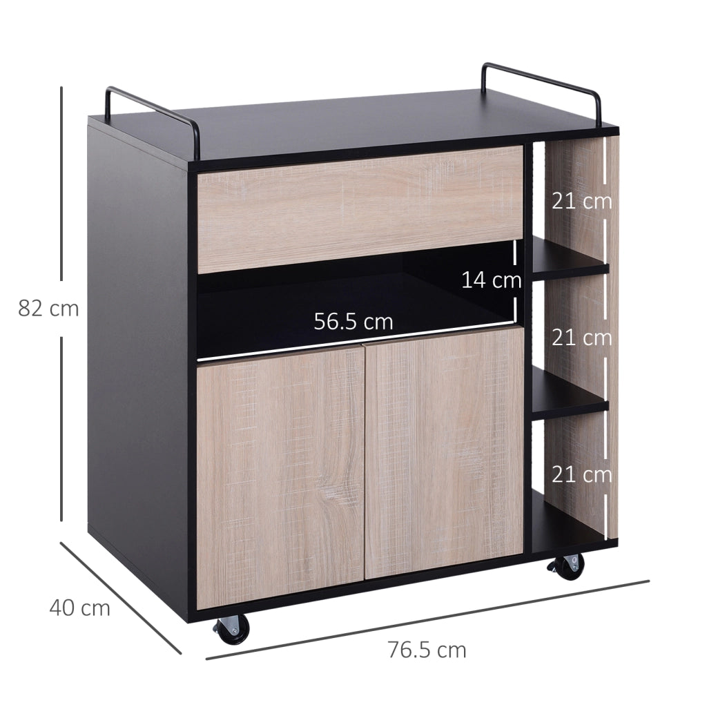 Tavolino da Caffe Multiuso con Ruote e Cassetto ¨C Zephmum ¨C Legno Rovere 76.5x40x82cm