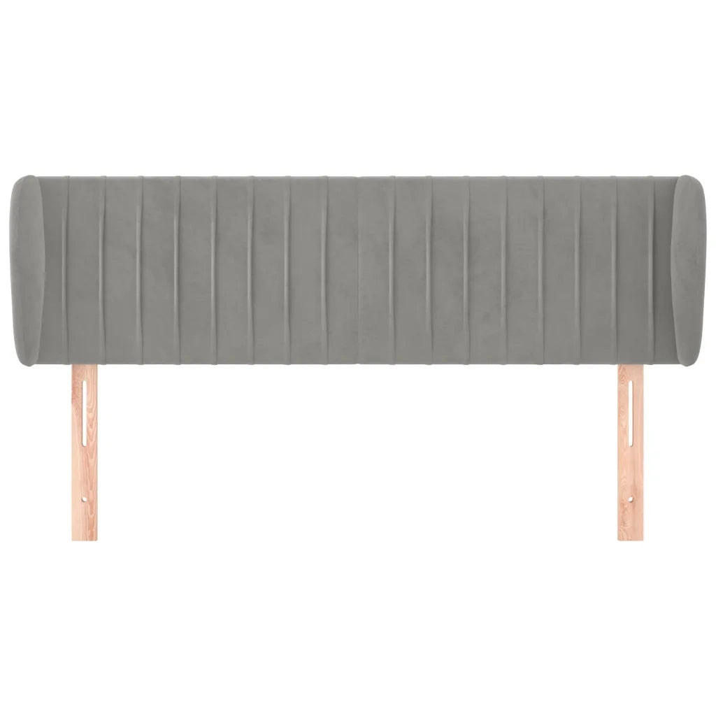 Testiera | Testata ad Orecchio Grigio Chiaro 147x23x78/88 cm in Velluto