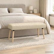 Panchina trapuntata a canale Crema 110 x 40 x 46 cm Tessuto 42038494