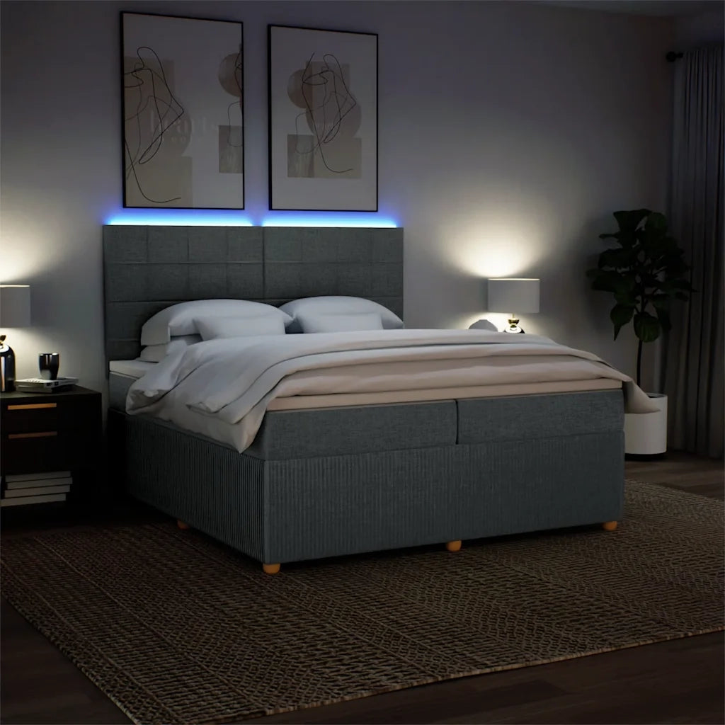 Giroletto a Molle con Materasso Grigio Scuro 200x200 cm Tessuto 3294464