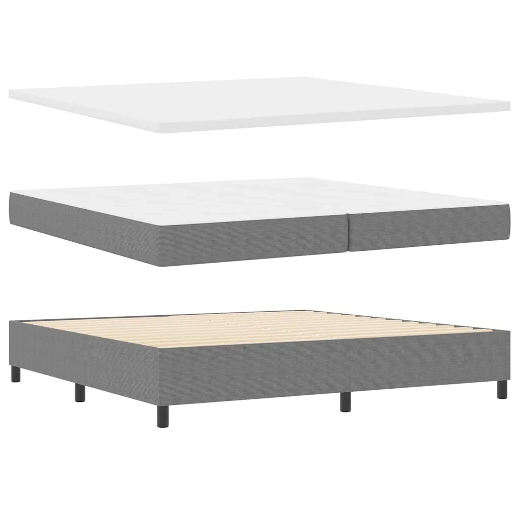 Letto a molle con testiera Grigio chiaro e bianco 200 x 200 cm 3337571
