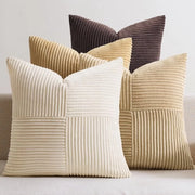 Set di cuscini di patchwork a corduroy da 40 x 40 cm - Cuscini decorativi - Chiusura senza cuciture - Piuma soffice e duratura - Copricuscino