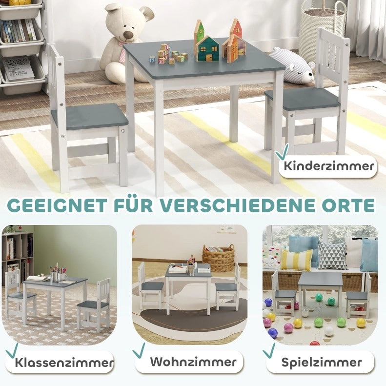 Set tavolo e 2 sedie per bambini grigio