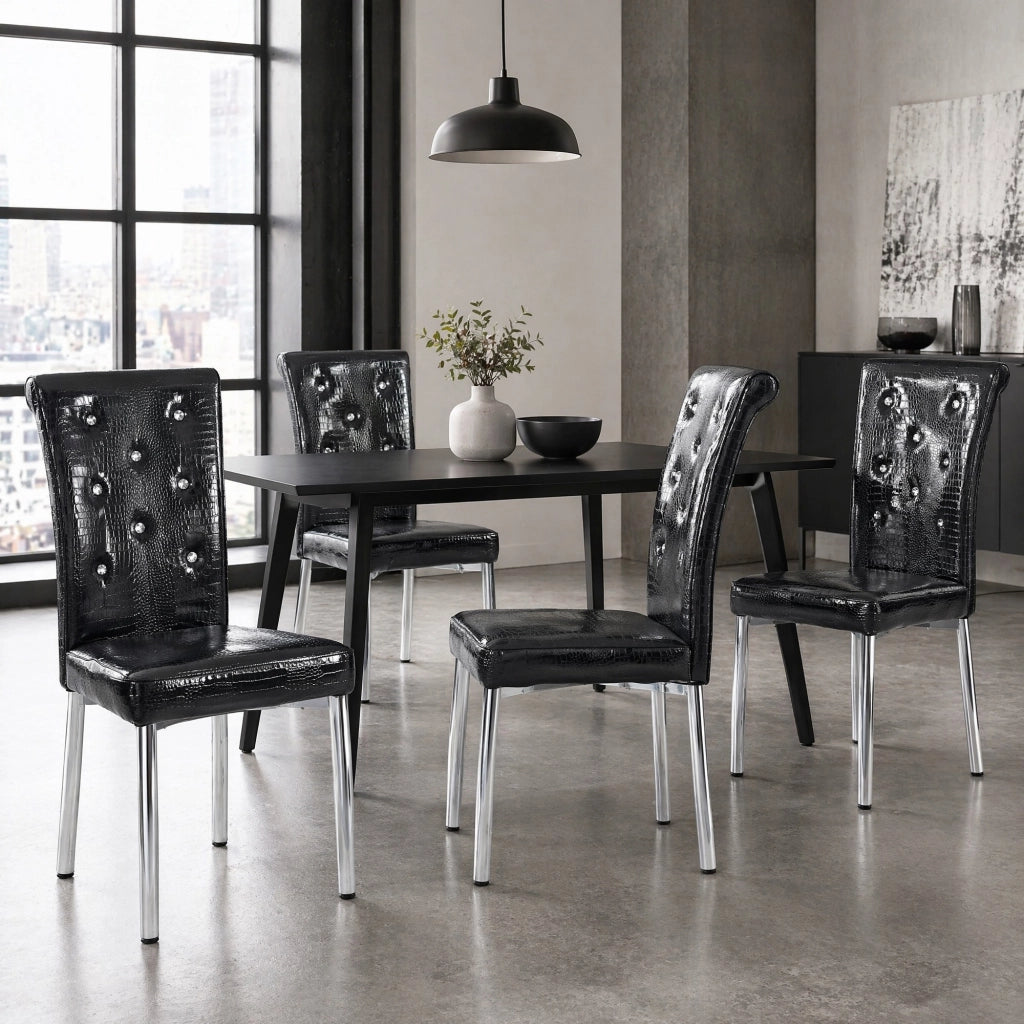 SEDIA DA PRANZO Set da 2 Nero in PVC effetto pelle con gambe in metallo galvanizzato