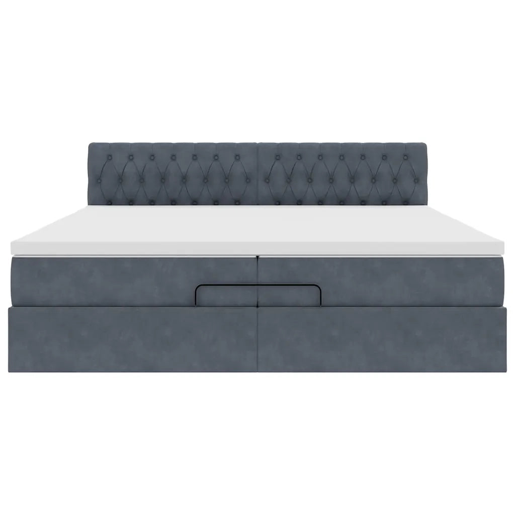 Struttura Letto Pouf con Materasso 200x200 cm in Velluto