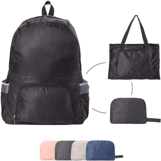 Zaino leggero pieghevole, impermeabile, ecosostenibile, unisex, per esterno, campeggio, escursioni, viaggi, passeggiate, ciclismo, shopping - nero