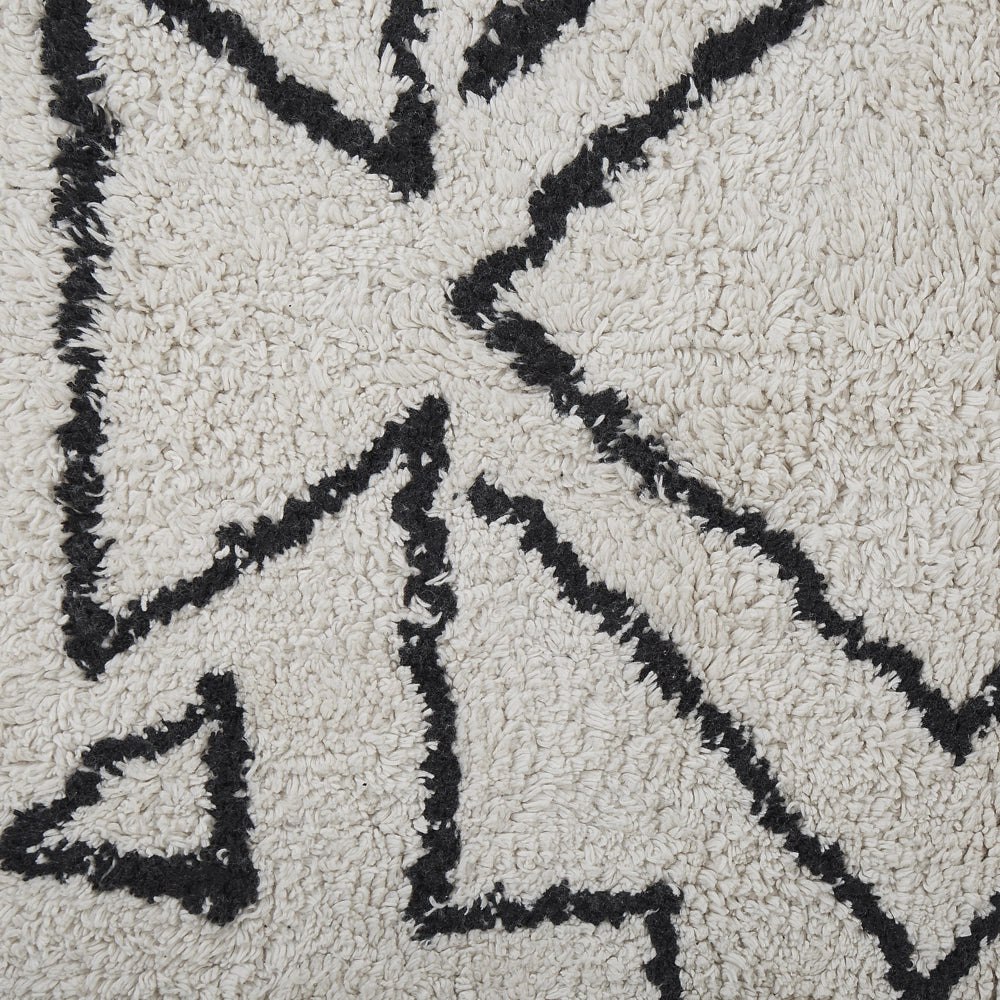 Tappeto nero e bianco sporco cotone 160 x 230 cm motivo geometrico nappe moderno orientale