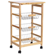 Carrello cucina in legno, 47x37x79h cm, Marrone chiaro