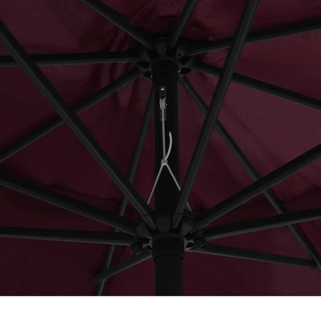 Ombrellone da Esterni con Palo in Metallo 390 cm Rosso Bordò 47382