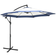 OMBRELLONE DA GIARDINO A BRACCIO 3X2 M CON MANOVELLA METALLO E POLIESTERE BLU SCURO E CREMA