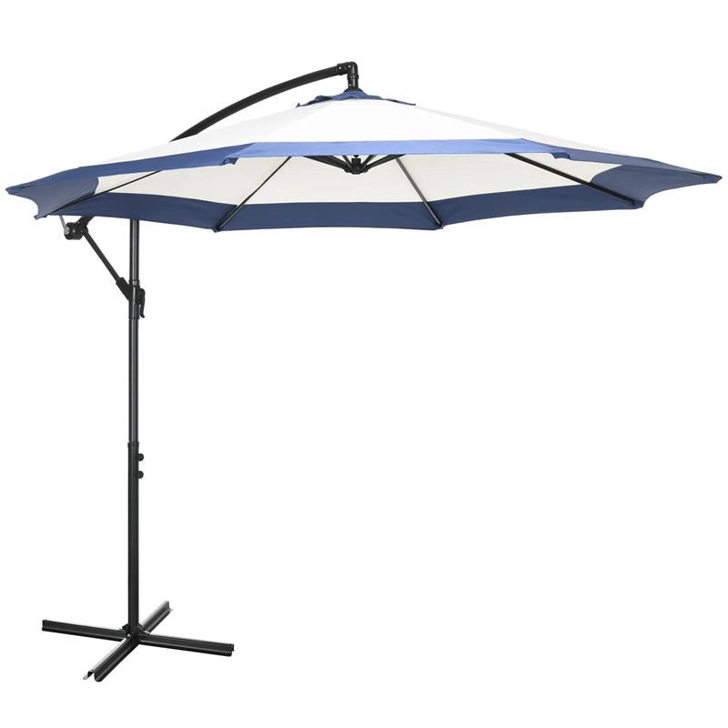 OMBRELLONE DA GIARDINO A BRACCIO 3X2 M CON MANOVELLA METALLO E POLIESTERE BLU SCURO E CREMA