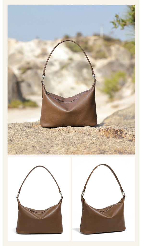 Borsa a tracolla da donna in vera pelle, stile western, marrone