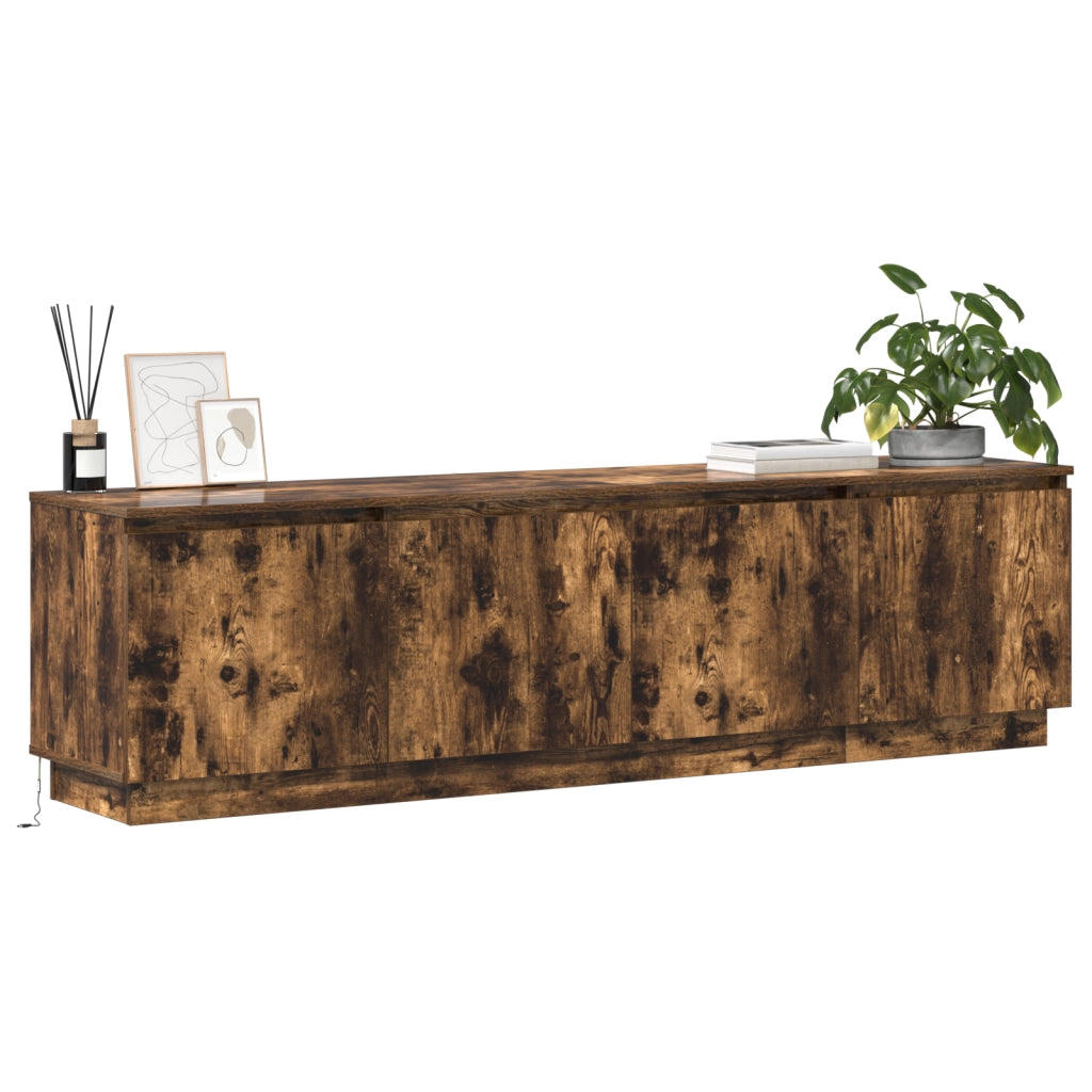 Mobile TV con LED Rovere Affumicato 180x38x49 cm Legno Ingegnerizzato