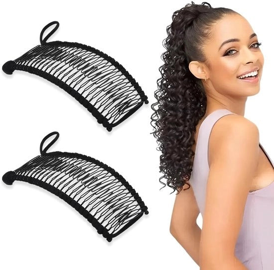 Spilla per capelli a forma di banana, 2 pezzi, con 30 denti, retraibile, per capelli ondulati e capelli naturalmente ricci, duraturo, spilla per capelli.