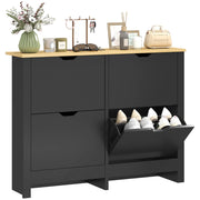Scarpiera con cassetti e ripiani regolabili ¨C zephmum ¨C nero e legno naturale 60x30x100