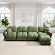 Divano angolare modulare con ottomana mobile e Cuscino lombare in Chenille, Verde