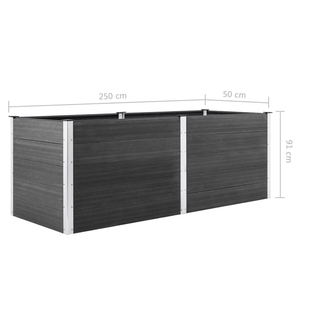 Fioriera rialzata per piante e fiori giardino 250 x 50 x 91 cm WPC grigio 02_0001027