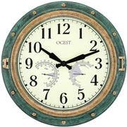 Ora grande per esterno e interno, orologio da parete acqua resistente con termometro, resistente alle intemperie, silenzioso, alimentato da batterie, orologio decorativo per terrazza, piscina, veranda, bagno (40 cm)