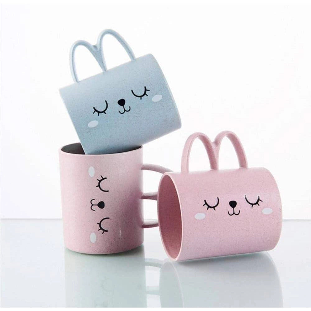 Trade Shop - Bicchiere Tazza 400ml Con Faccine Colorate In Plastica Tazzone Latte X Colazione -
