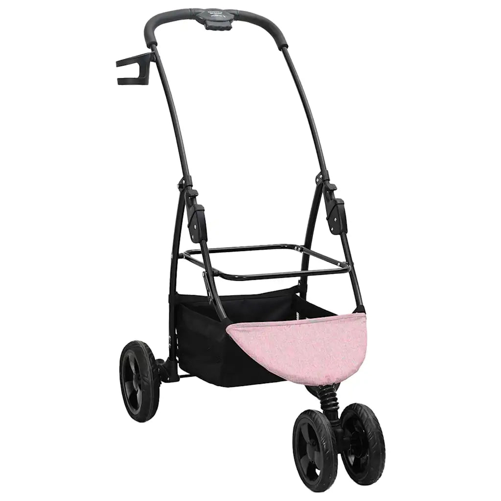 vidaXL Passeggino pieghevole per animali Rosa 78 x 54 x 101 cm