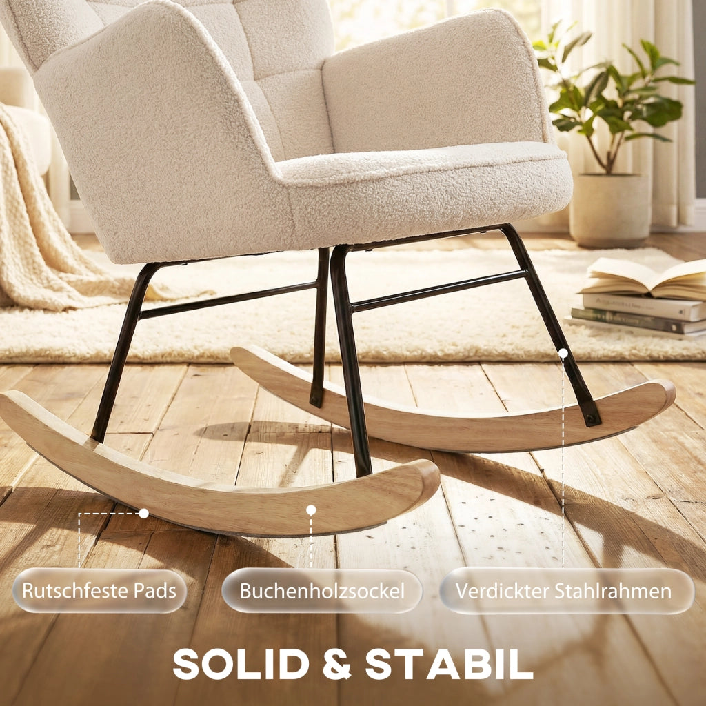 Poltrona Relax Dondolo Massaggiante ¨C Zephmum ¨C 98x71x101 Beige Legno