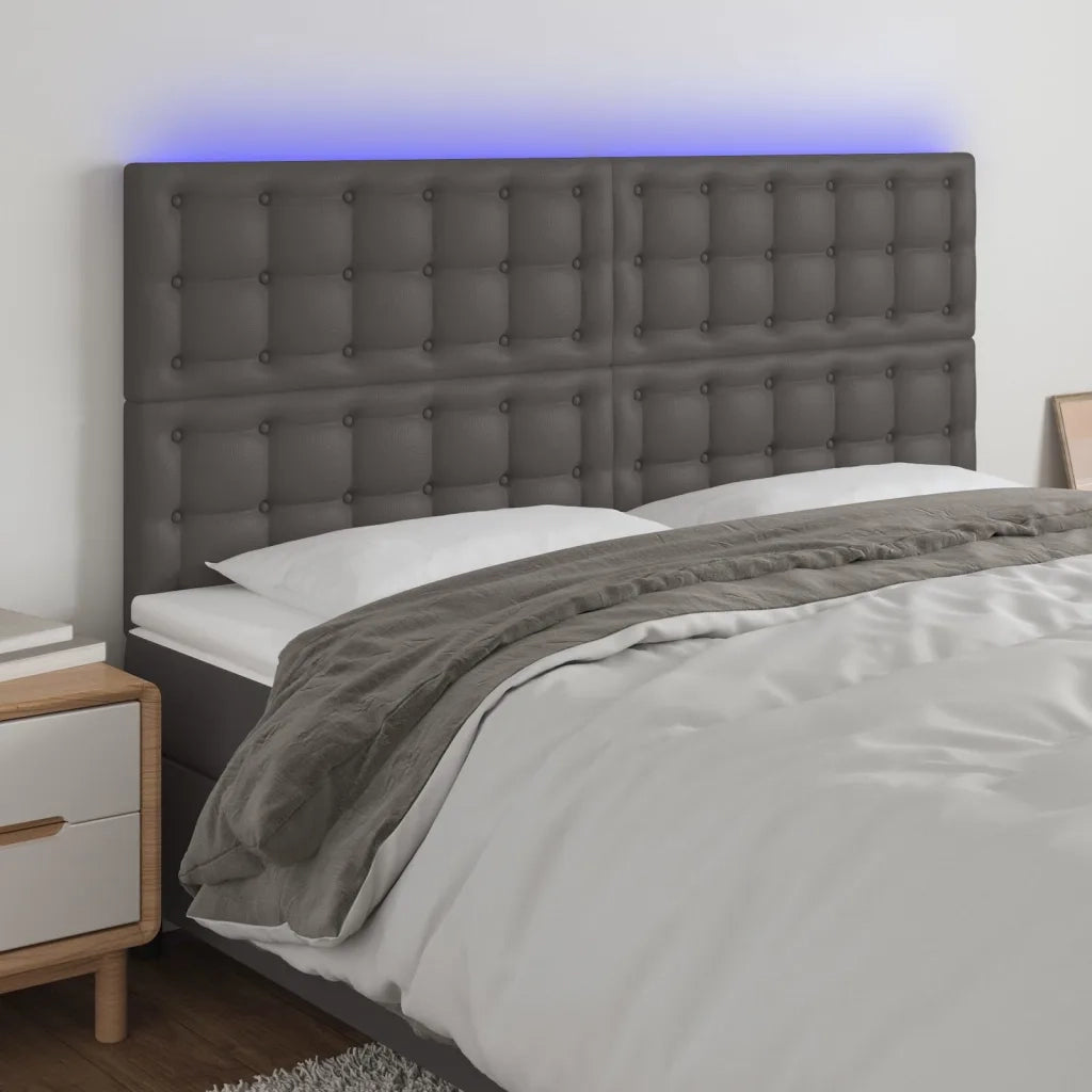 Testiera a LED-Testata con LED Grigio 160x5x118/128cm in Similpelle 707431
