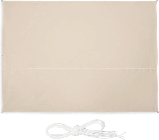 Tenda per ombra acqua-resistente UV-resistente 3,5 x 4,5 m rettangolare beige per terrazza e balcone con corde