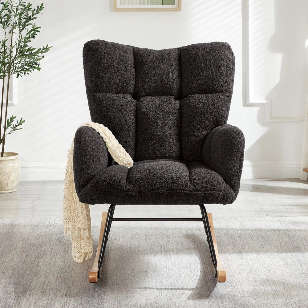Poltrona a Dondolo ¨C Xylo ¨C Legno e Metallo, Design Scandinavo, 69x89x101 cm