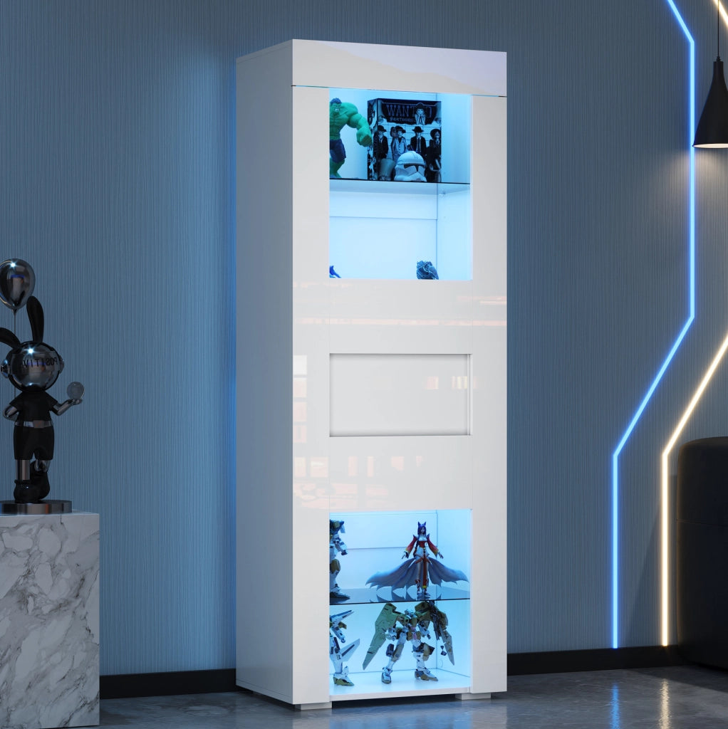 Vetrina con LED e anta in acrilico 60 x 40 x 170 cm; bianco