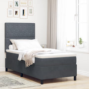 Letto Box Spring con Materasso e LED Grigio Scuro 90x200 cm Velluto
