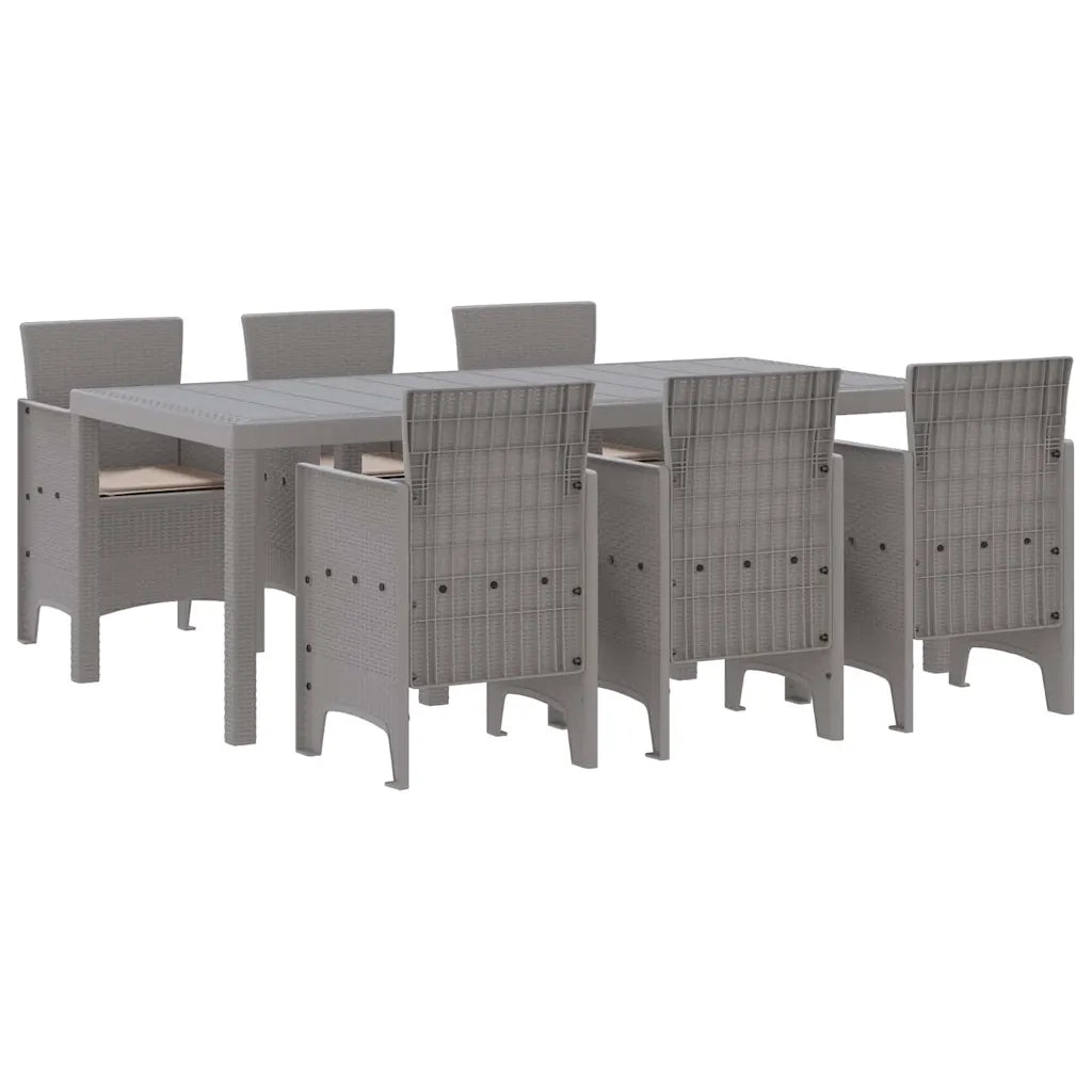 Set da Pranzo per Giardino 7 pcs Grigio Chiaro Polipropilene 3378728