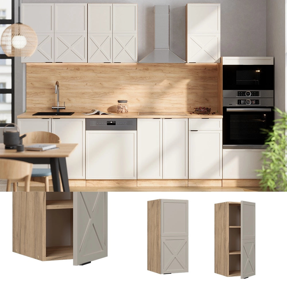 Pensile da cucina Fame-Line GrigioBeige/Rovere dorato 30 cm Vicco