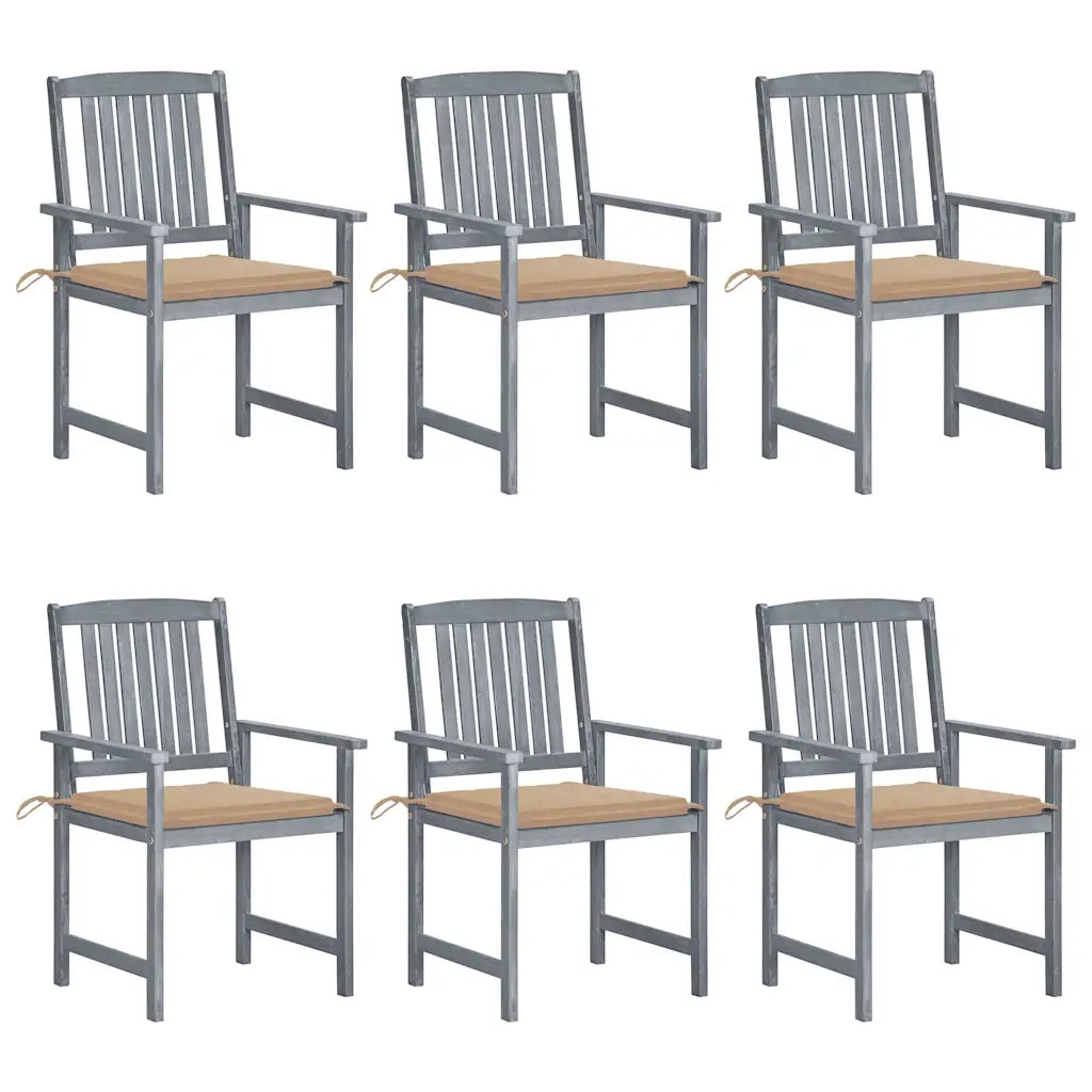 Sedie da Giardino con Cuscini 6 pz in Massello di Acacia Grigie cod mxl 76246