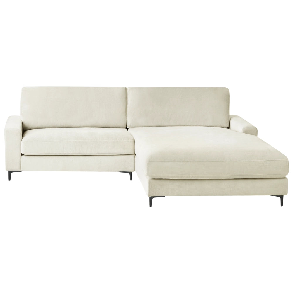 Divano angolare a sinistra  in tessuto di ciniglia bianco sporco Poliestere Metallo Gambe nere 190 x 272 x 83 cm Schienale imbottito e rifinito 3 posti a L Soggiorno in stile moderno