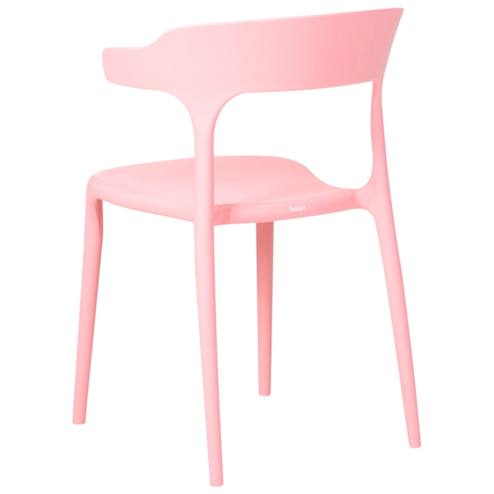 Set di 4 sedie da giardino rosa in polipropilene leggero resistente alle intemperie in plastica per interni e per esterni moderno
