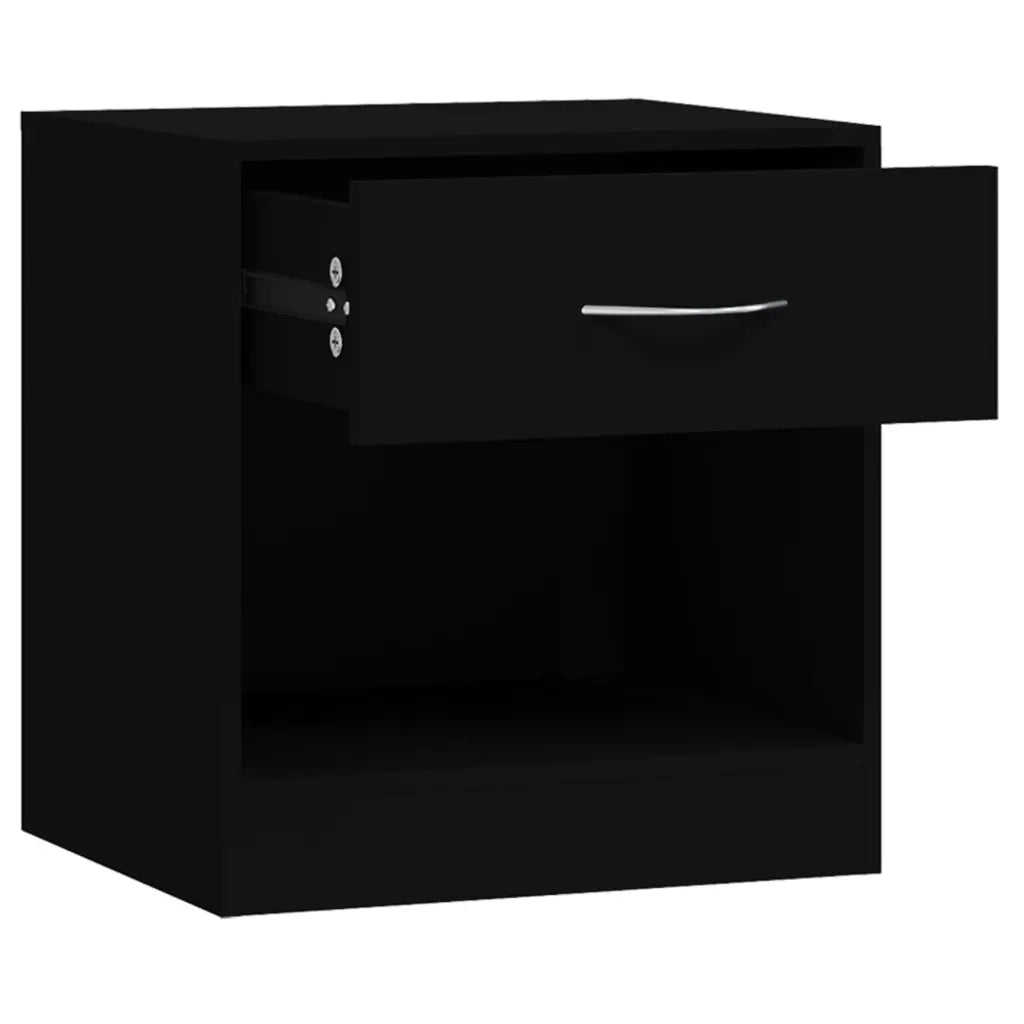 Comodini 2 pz con Cassetto Neri 342583