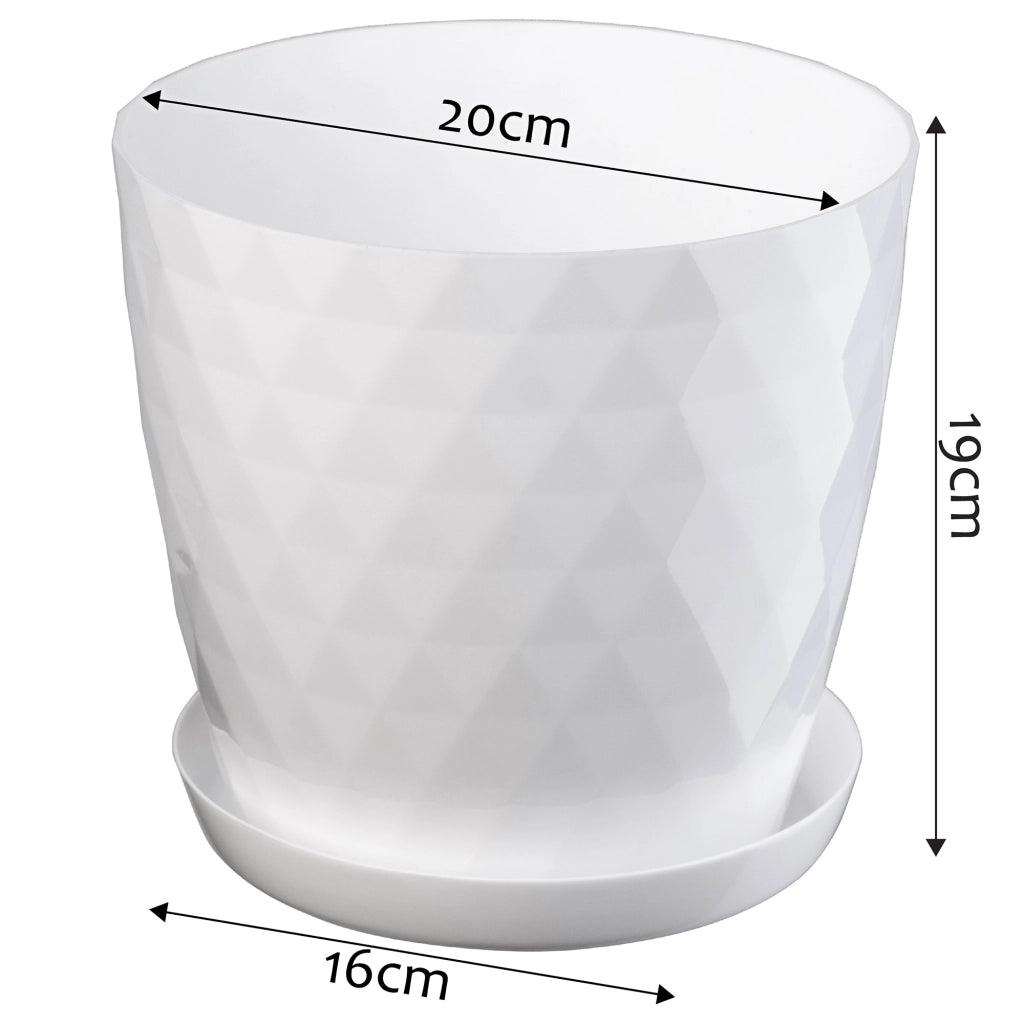 Vaso da fiori in plastica KADAX con supporto e coperchio, 20 cm, bianco.